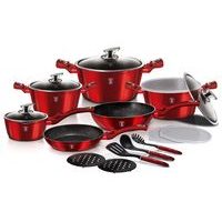 BERLINGERHAUS Sada nádobí s mramorovým povrchem 18 ks Burgundy Metallic Line BH-7035