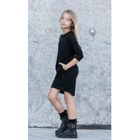 Dívčí šaty pletené s kapsami černé