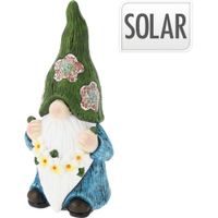 PROGARDEN Zahradní dekorace trpaslík se solárním světlem 40,5 cm zelená čepice KO-095241740