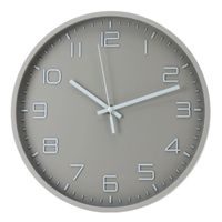 hodiny d30cm, chrom/bílé, kulaté nástěnné, plast