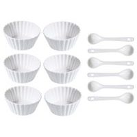EXCELLENT HOUSEWARE Sada porcelánových misek se lžičkou 12 ks vlnovka úzká KO-798000050vluz