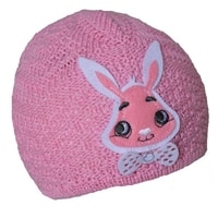 Jarná / Jesenná detská pletená čiapka s aplikáciou zajačika 30503433 růžová
