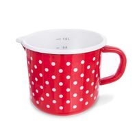 hrnek d12cm, v.11cm TEČKA, výl., červ.smalt