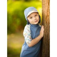 Unuo, Dětská kšiltovka s plachetkou a UV ochranou 50+, Modrá, Bagry