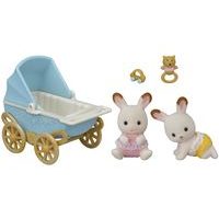 Sylvanian family Dvojčata Chocolate králíků s kočárkem