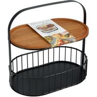 košík 2patrový, servírovací, 25,5x15cm, drát.černý, BAMBUS