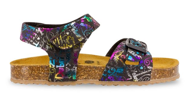 Dětské sandálky Ciciban BIO Black s barevnými nápisy