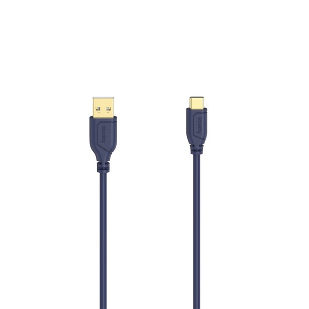 Hama USB-C 2.0 kabel typ A-C 0,75 m, Flexi-Slim, modrý
