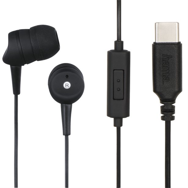 Hama sluchátka s mikrofonem Basic4Phone USB-C, špunty, černá