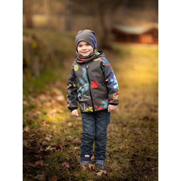 Unuo, Dětská softshellová bunda s fleecem Basic, Khaki, Fantazie