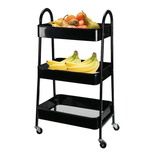 HOMESTYLING Kuchyňský úložný vozík třípatrový kov černá KO-C80902020