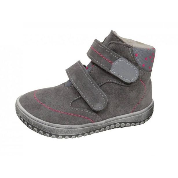 Dětská kožená zimní obuv Jonap B5 šedá tečka s růžovou