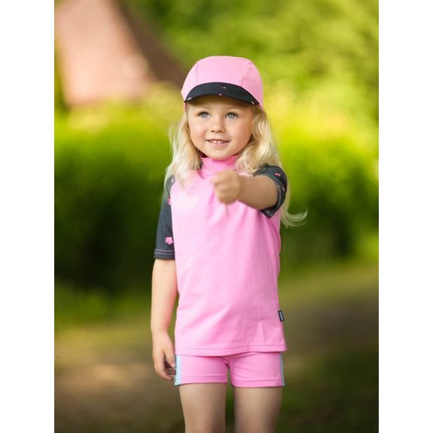 Unuo, Dětská kšiltovka s UV ochranou 50+, Růžová, Květiny