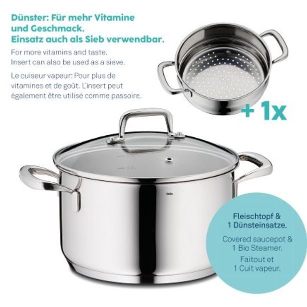 KELA Hrnec napařovací s poklicí nerez 18/10 FLAVORIA 20 cm sada 3 ks KL-10190
