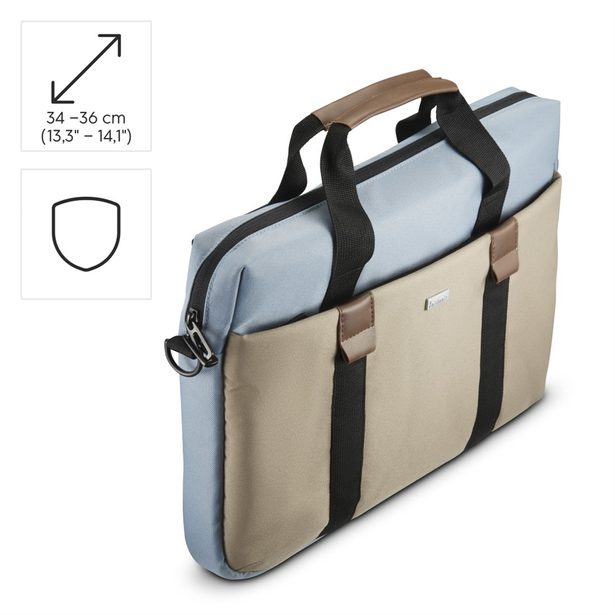 Hama Silvan, brašna na notebook, 34-36 cm (13,3-14,1"), recyklovaný polyester, béžová/světle modrá