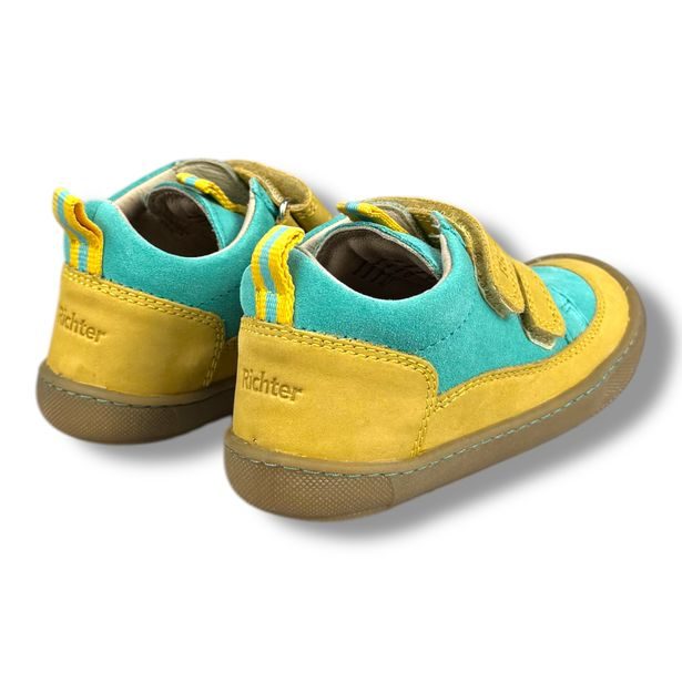 Dětská celoroční kožená obuv Richter - tykysovo-žluté