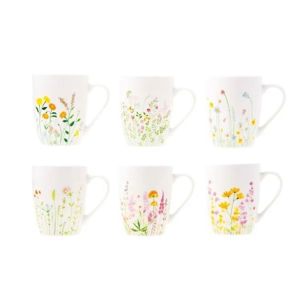 hrnek 360ml HADLEY, mix dekorů KVÍTÍ, porcelán