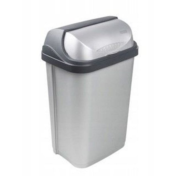 koš odp.25l RASMUS, stříbrný, zasouv.víko, 36x26x54cm, plast