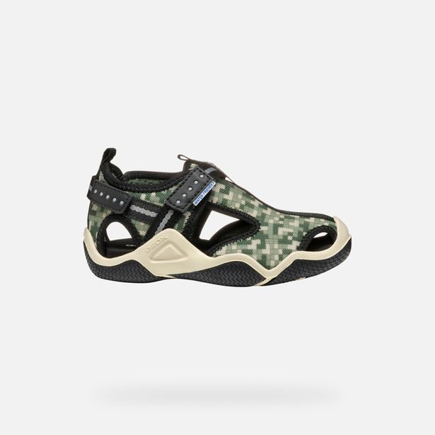 Olivové chlapecké sandály Geox Wader