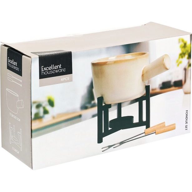 EXCELLENT HOUSEWARE Fondue porcelánové s hořákem 450 ml + 2 vidličky KO-170487010