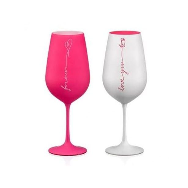 sklen. 550ml, 2ks, LOVE, růžový Crystalex, 40729/550/K0821, DB