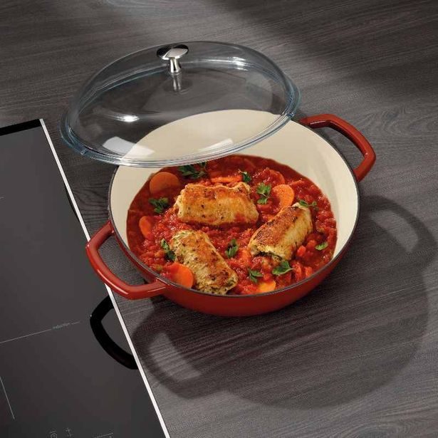 KELA Hluboká pánev litinová CALIDO 28 cm 3,8l červená KL-11964