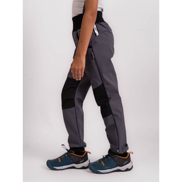 Unuo, Dětské softshellové kalhoty s fleecem Street Strong, Tm. Šedá