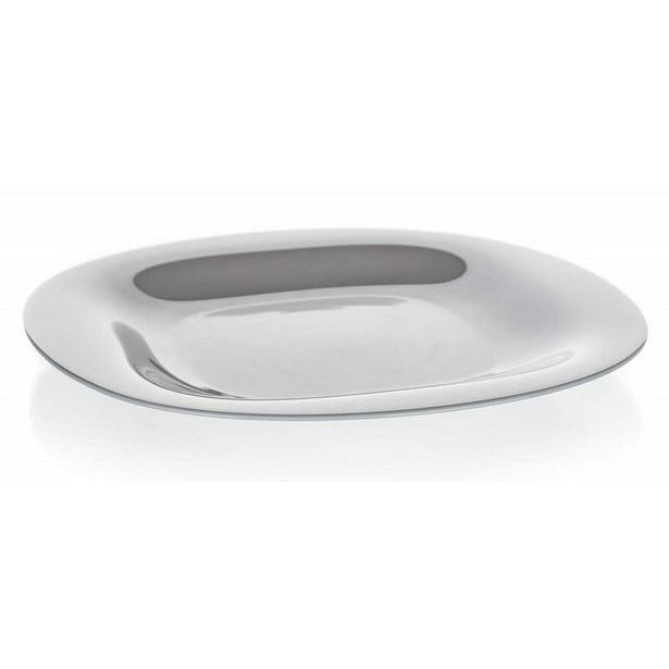 talíř d27cm mělký, CARINE, čtverc., šedý, tvrz.sklo