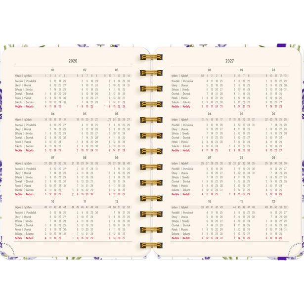 NOTIQUE Spirálový 18měsíční diář Petito – Levandule 2026/2027, 13 x 18 cm