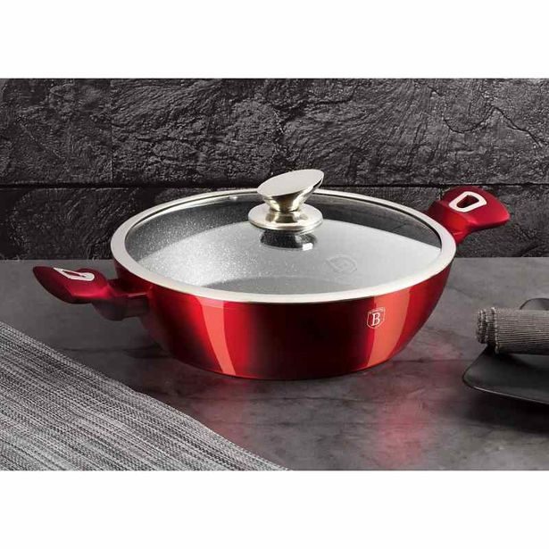BERLINGERHAUS Pekáč kulatý s mramorovým povrchem a poklicí 24 cm Burgundy Metallic Line BH-1262