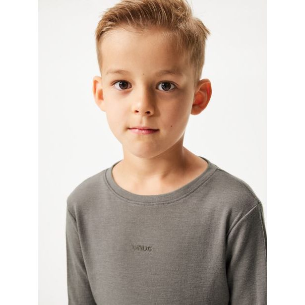 Unuo Dětské merino triko s dlouhým rukávem, Hnědá