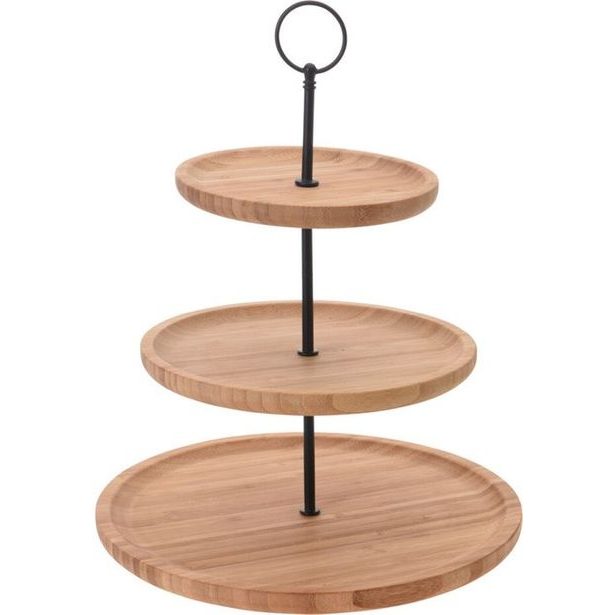 etažér 3patra, d16/21/26, v.32cm, BAMBUS/Cr