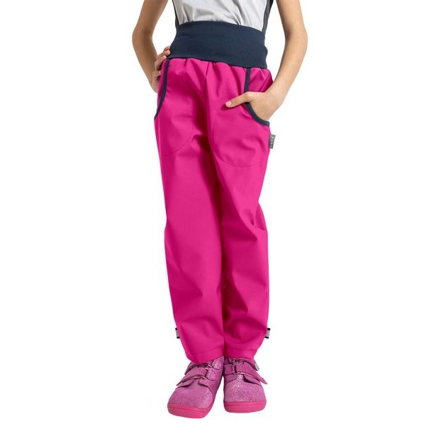 unuo softshellové kalhoty s fleecem Fuchsiové + reflexní obrázek Evžen (Softshell kids trousers)