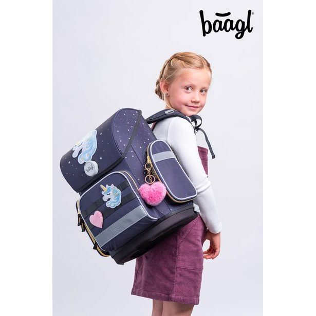 BAAGL SET 5 Ergo Unicorn Gold: aktovka, penál, sáček, zástěra, peněženka