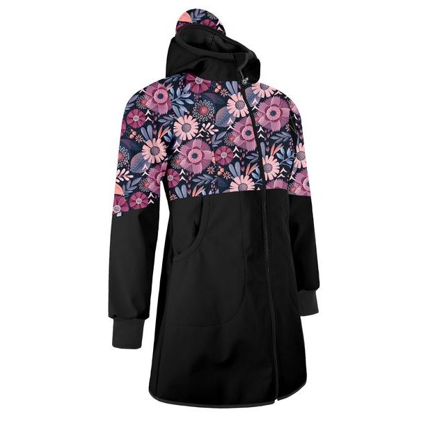 Unuo, Dámský softshellový kabát s fleecem Street, Černá, Kouzelné květiny