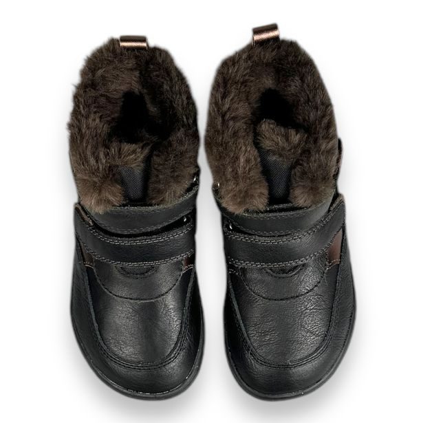 Barefoot zimní boty Protetika s kožíškem - Černé s bronzovými doplňky