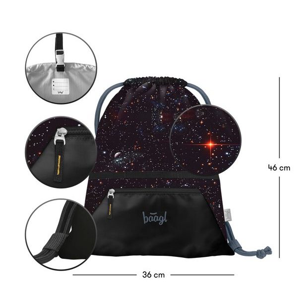 BAAGL SET 3 Zippy plus Pixel Space: aktovka, penál, sáček