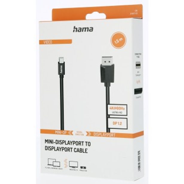 Hama kabel Mini DisplayPort na DisplayPort 1.2, 1,5 m, UHD/4K