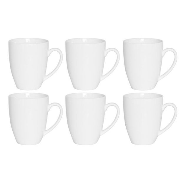 HIT Hrnek na kávu a čaj sada 6 ks porcelán 375 ml bílá HT-27020692