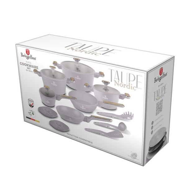 BERLINGERHAUS Sada nádobí s titanovým povrchem 15 ks Taupe Nordic Collection BH-8344