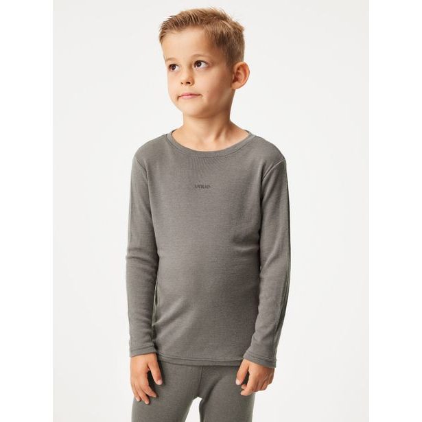 Unuo Dětské merino triko s dlouhým rukávem, Hnědá