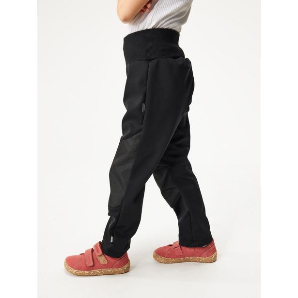 Unuo, Dětské softshellové kalhoty s fleecem pružné Flexi, Černá, Černá