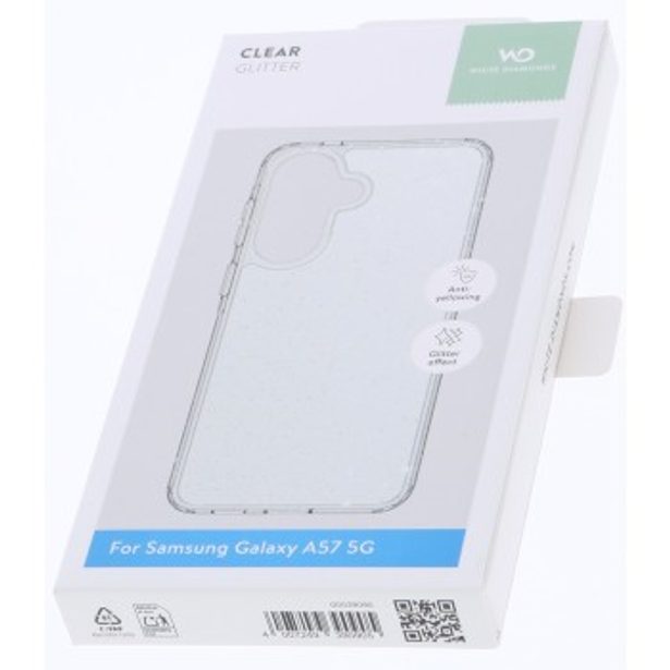 White Diamonds Glitter Case, kryt pro Samsung Galaxy A57 5G, průhledný s třpytkami, nežloutne