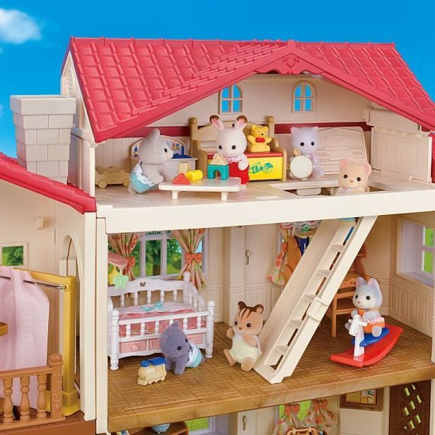 Sylvanian family Patrový dům s červenou střechou a se světly, nový