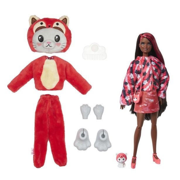BRB CUTIE REVEAL BARBIE V KOSTÝMU - KOTĚ V ČERVENÉM KOSTÝMU PANDY