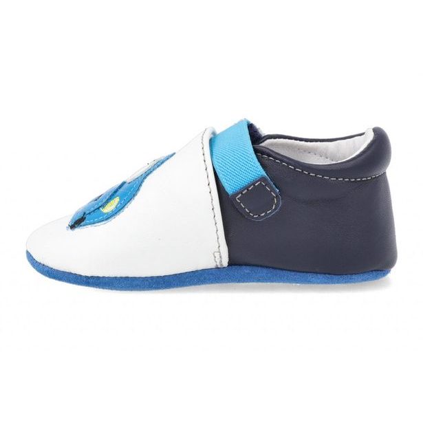 Dětské kožené capáčky DDstep - Autíčko (White)