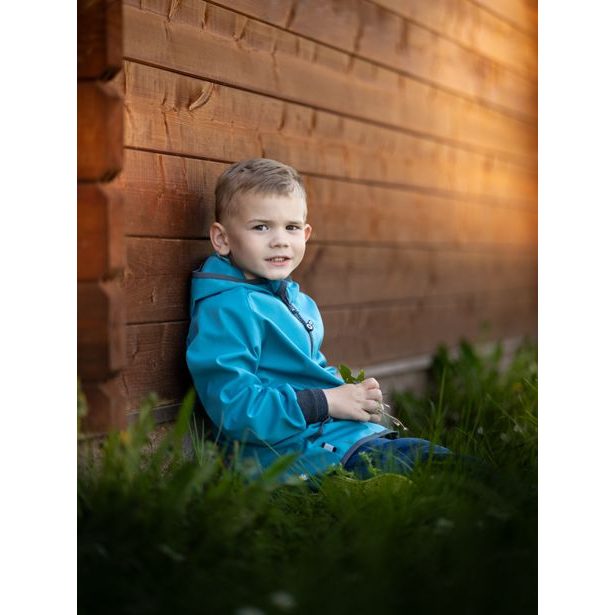 Unuo, Dětská softshellová bunda bez zateplení pružná Basic, Smaragdová