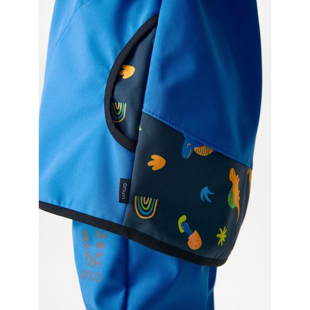 Dětská softshellová bunda s fleecem Basic, Modrá, Dinosauři