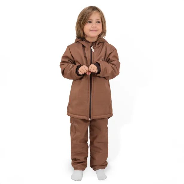 ESITO Dětská zimní softshellová bunda s beránkem Brown - hnědá / 92