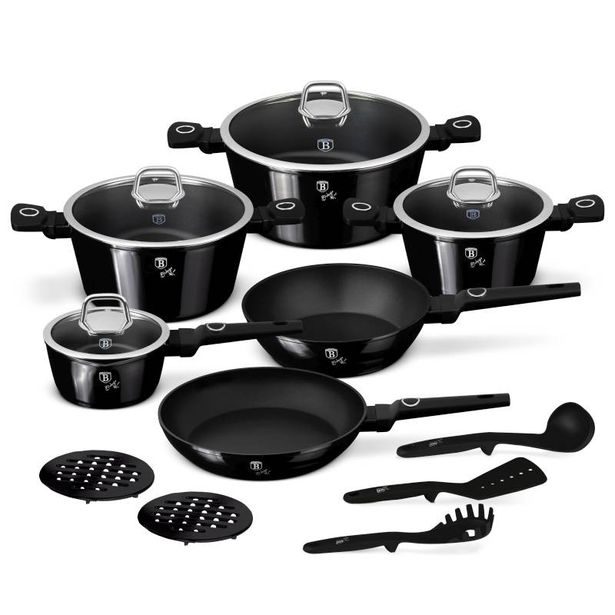 BERLINGERHAUS Sada nádobí s titanovým povrchem 15 ks Black Vantage Collection BH-8232